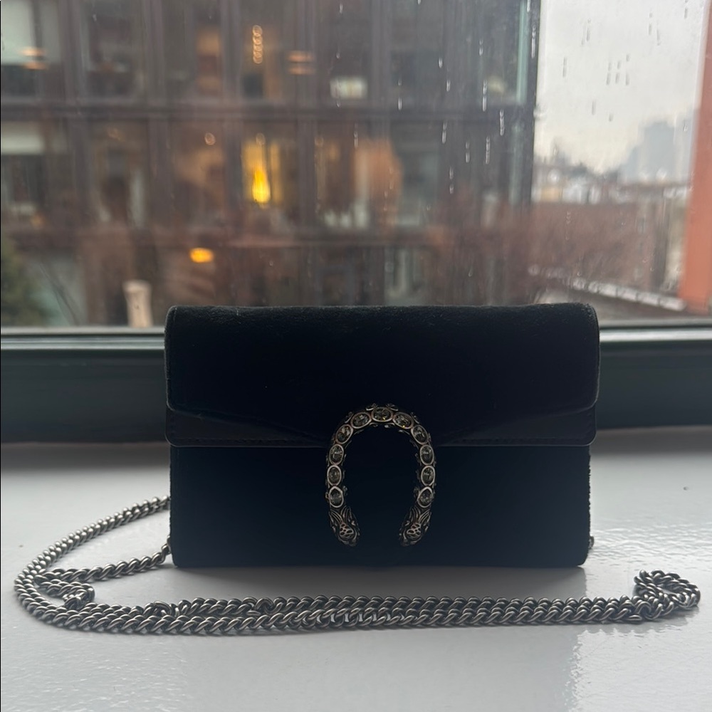 Gucci Dionysys Black Velvet Chain Bag - Mini